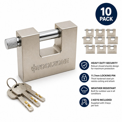10x 70mm shutter padlock - 70mm,