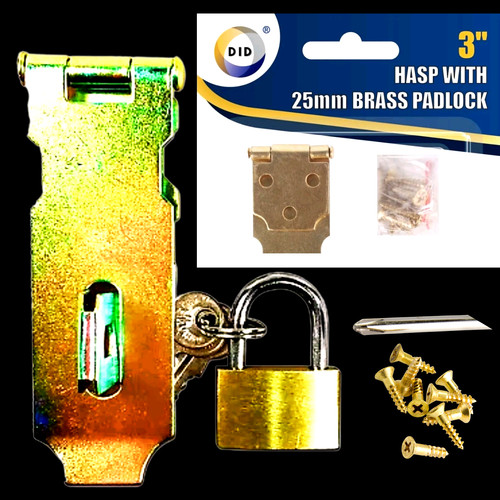 Padlock brass 3 - padlock, hasp