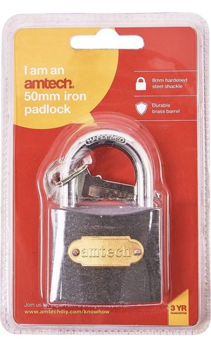 Amtech 50mm iron padlock - amtech,